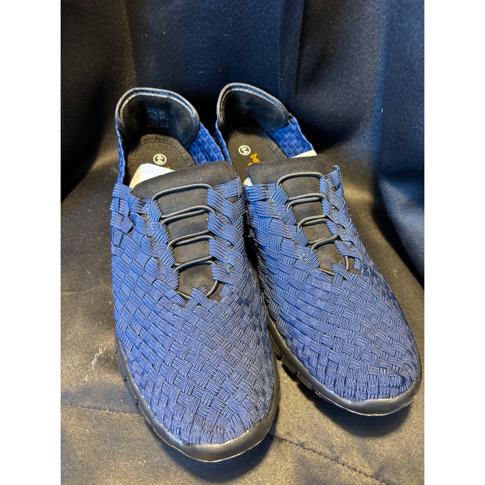Bernie Mev Victor Navy Blue Woven Vegan Memory Foam Sneakers Mens Size 44 NIB